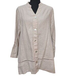 100% Linen Button‑Front Blouse